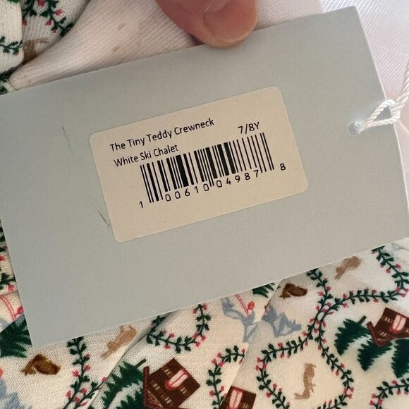 Hill House Kid The Tiny Teddy Sz 7/8 yrs Crewneck Ski Chalet Sweatshirt White - Picture 8 of 8